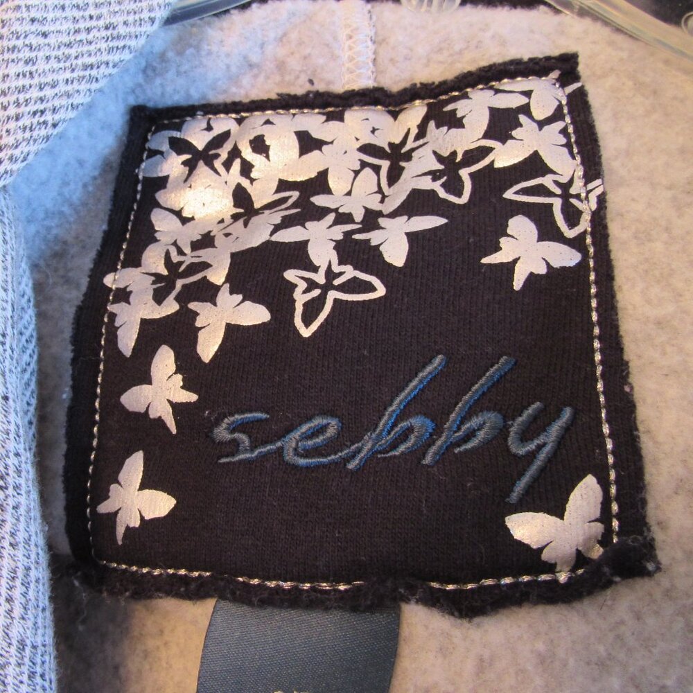Sebby Gray Striped Hooded Button Double Breasted Pea Coat Size S - Picture 4 of 5